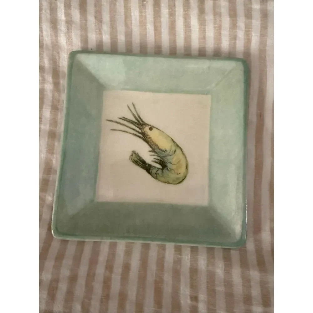 WILLIAMS-SONOMA Verano Tile Tapas Snack Plate Made in Italy Set Two Clam Shrimp